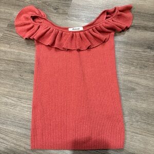 Madewell Coral Ruffled Blouse